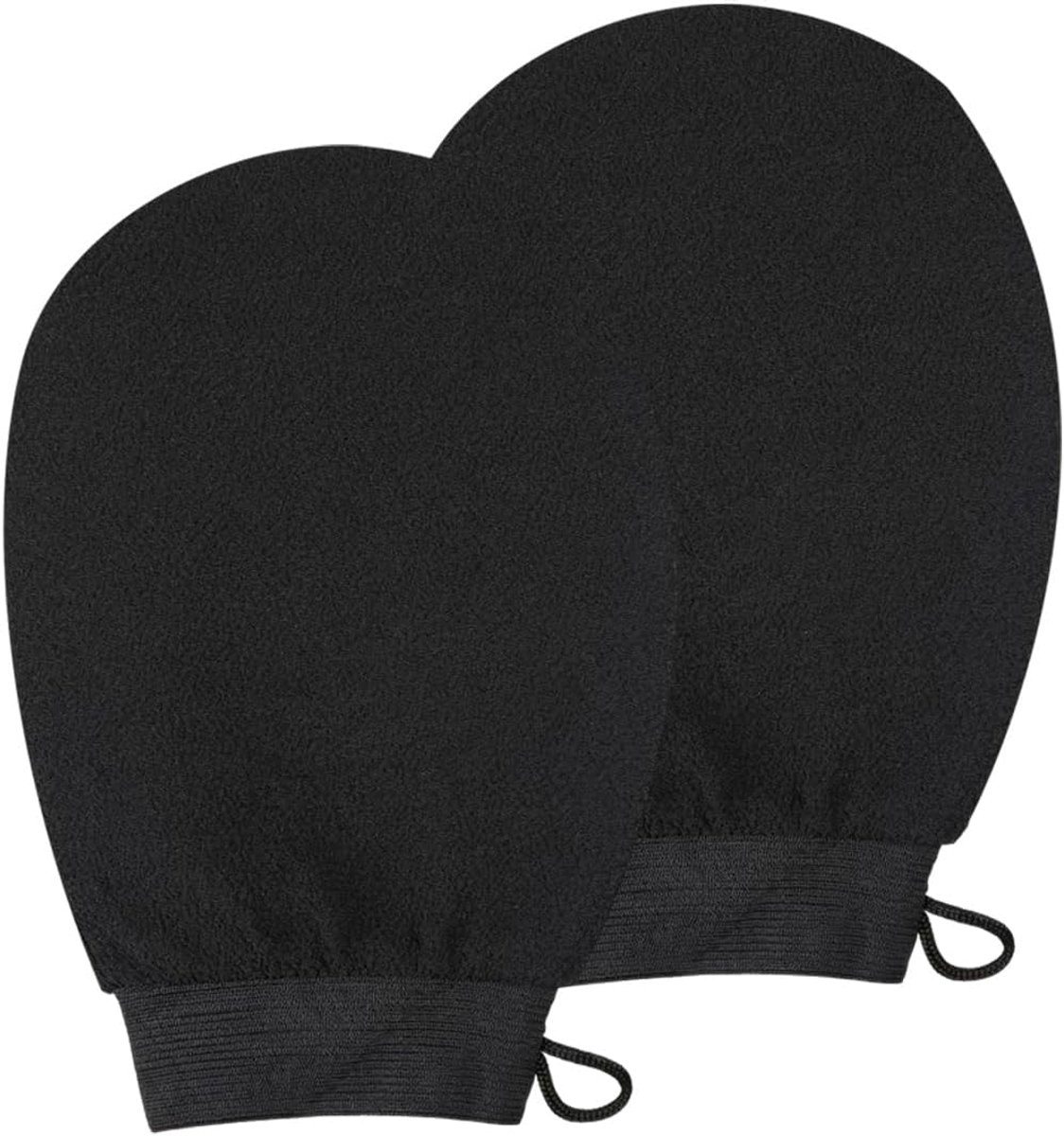 Peelinghandschoenen van viscose, zwart, 21 x 14 cm, verwijdert dode huid, voor glad en geregenereerd lichaam, 2 stuks