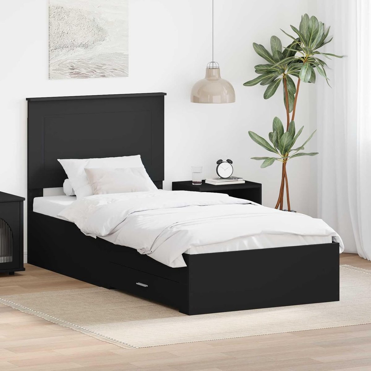 Modern houtnerf Zwart 75x190 cm