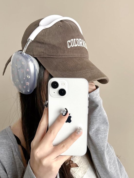 Geschikt voor AirPods Max hoesje, schattig kleurrijk bloemknopontwerp, transparant schokbestendig bufferbeschermhoes voor AirPods Max (Bell orchidee) — afbeelding 5