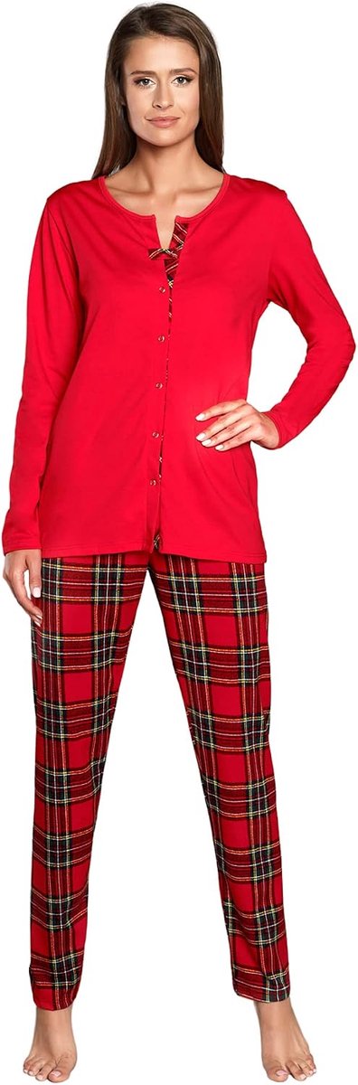 Fashion Katoenen Damespyjama met Kerstprint | Warme en Zachte Tweedelige Set met Shirt en Broek | Gezellig voor de Feestdagen of Thuisrelax S-XXL