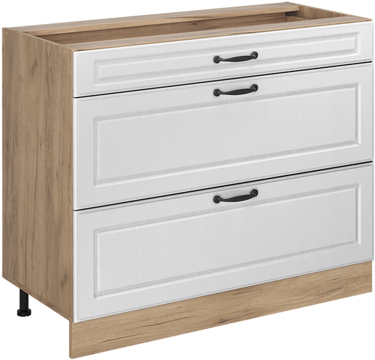 Vicco Keukenonderkast R-Line, Wit landelijk/Goudkleurig Eiken, 100 cm zonder werkblad