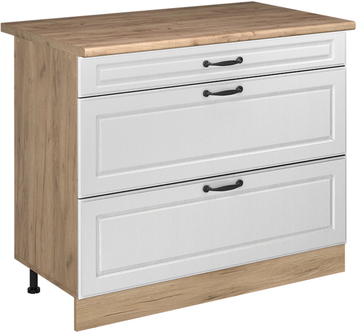 Vicco Keukenonderkast R-Line, Wit landelijk/Goudkleurig Eiken, 100 cm goudkleurig eiken werkblad