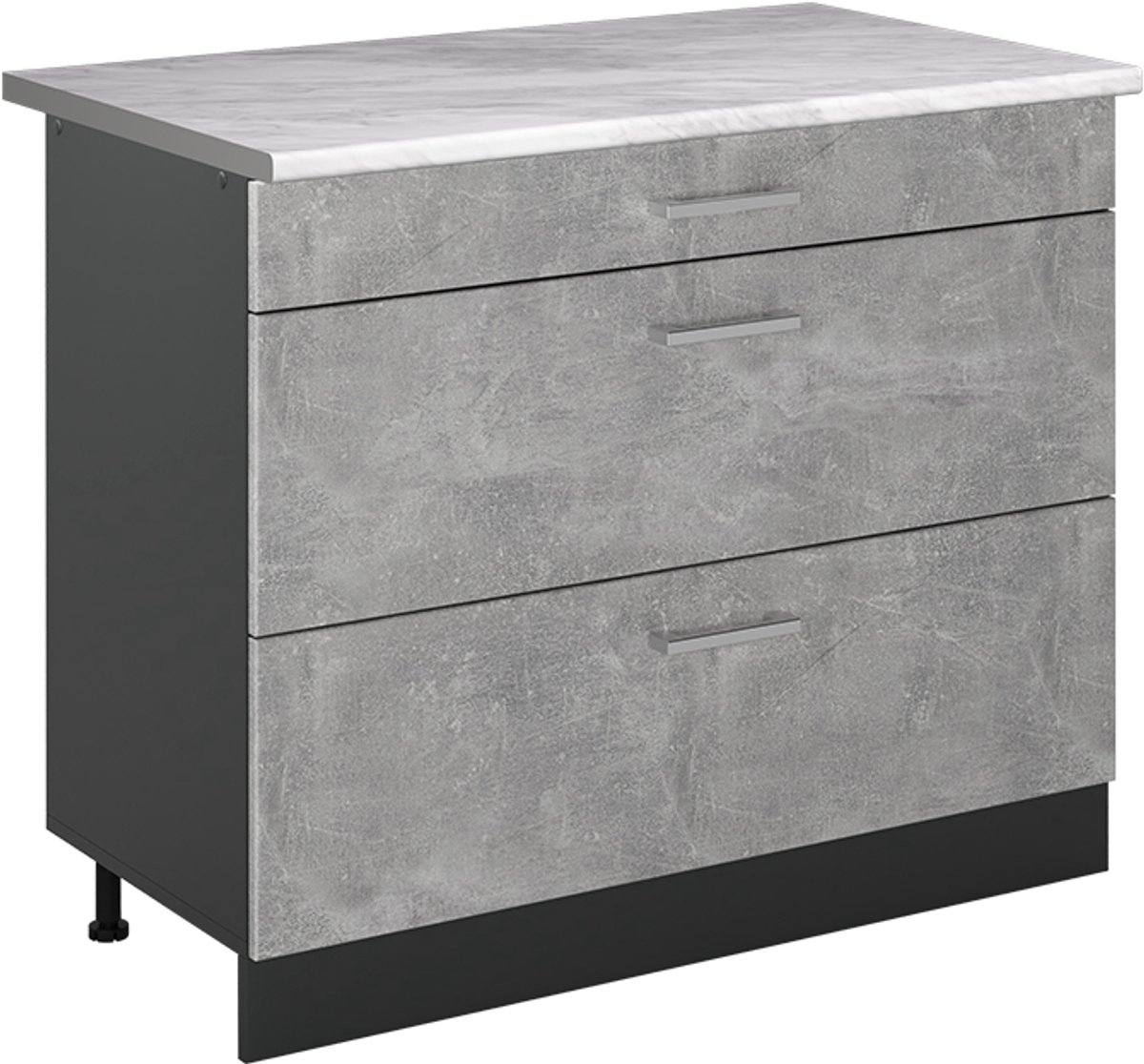 Vicco Keukenonderkast R-Line, Beton/Antraciet, 100 cm marmer werkblad