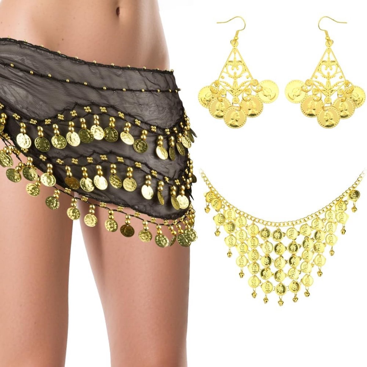 Bellydance Heup Sjaal met 128 Munten voor Optredens en Yoga Lessen - Perfecte Accessoire voor Dans en Fitness