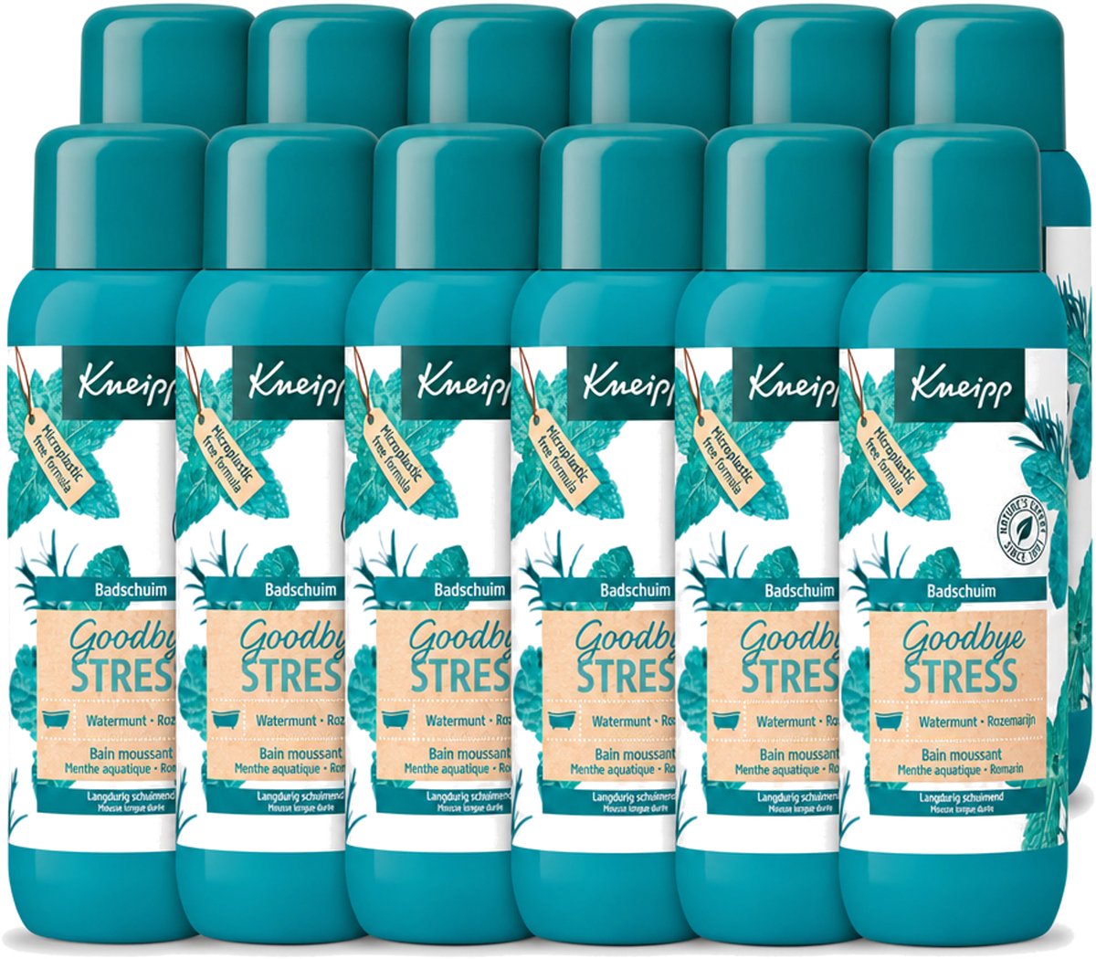 12 x Kneipp - Badschuim - Goodbye Stress - Watermunt & Rozemarijn - 400 ml - Voordeelverpakking - 12 stuks
