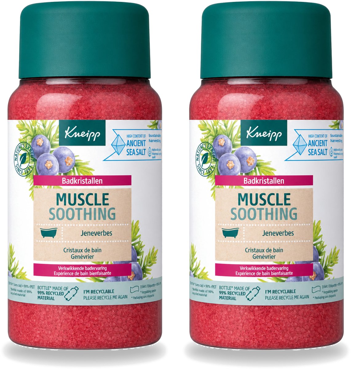 2 x Kneipp - Badzout - Muscle Soothing - Jeneverbes - Weldaad voor spieren - 600 g - Voordeelverpakking - 2 stuks