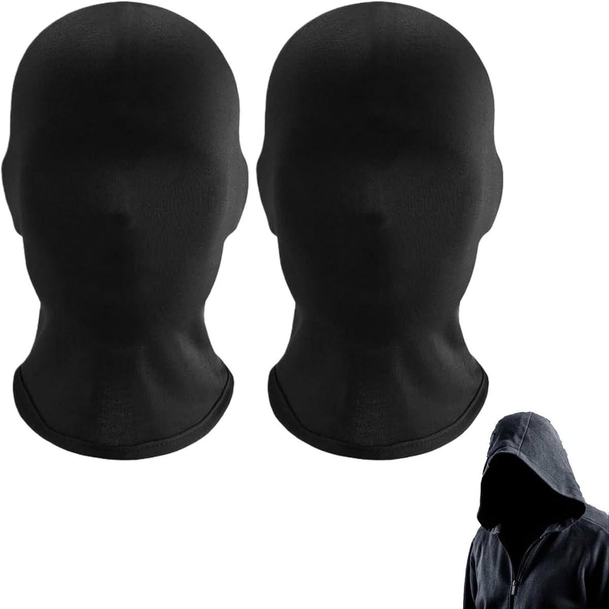 Halloween masker - Zwart - 32 x 25 cm - Polyester Volgelaatsmasker - Set van 2 voor Unisex