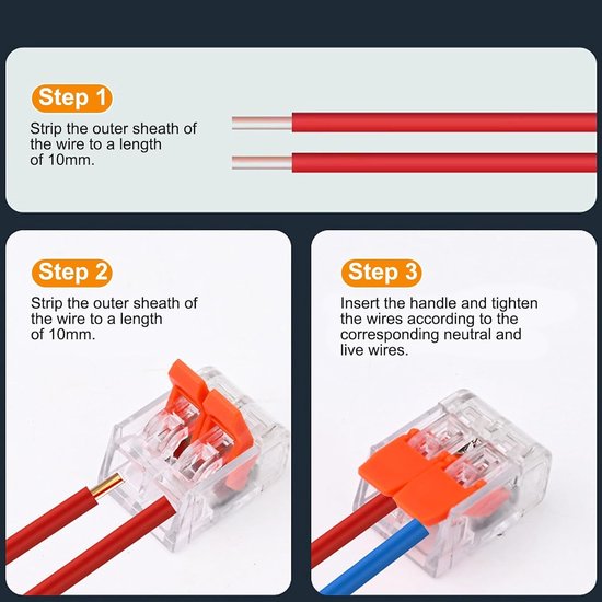 Elektrische connectoren, snelle elektrische klemmen, PC vlamvertragende elektrische aansluiting, elektrische krimpklemmen, 2 poorten 35 stuks, 3 deuren 25 stuks, 5 deuren 15 stuks — afbeelding 5