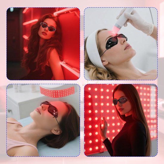 Bril voor Zonnebanken, Zonnebankbrillen Beschermende Brillen voor LED-Lichttherapie Thuisgebruik Beautyproducten Zonnebaden Inclusief Etui en Brillendoekje (Zwart) — afbeelding 4