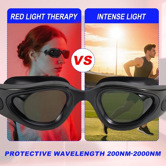 Bril voor Zonnebanken, Zonnebankbrillen Beschermende Brillen voor LED-Lichttherapie Thuisgebruik Beautyproducten Zonnebaden Inclusief Etui en Brillendoekje (Zwart) — afbeelding 2