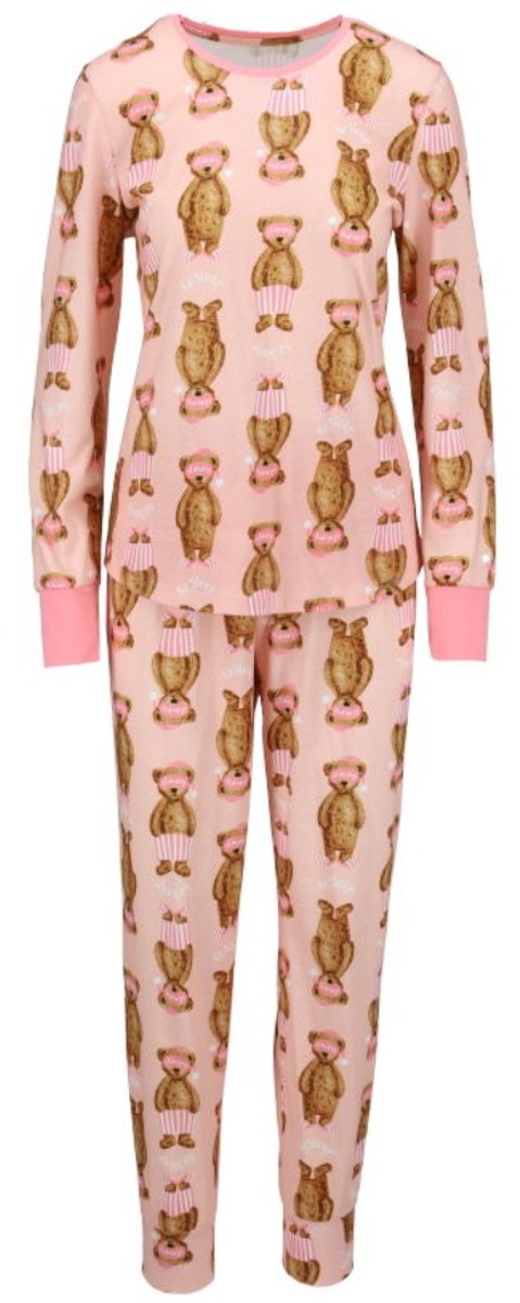 Katoenen dames pyjama pastel abrikoos Ringella - Roze - Maat - 48