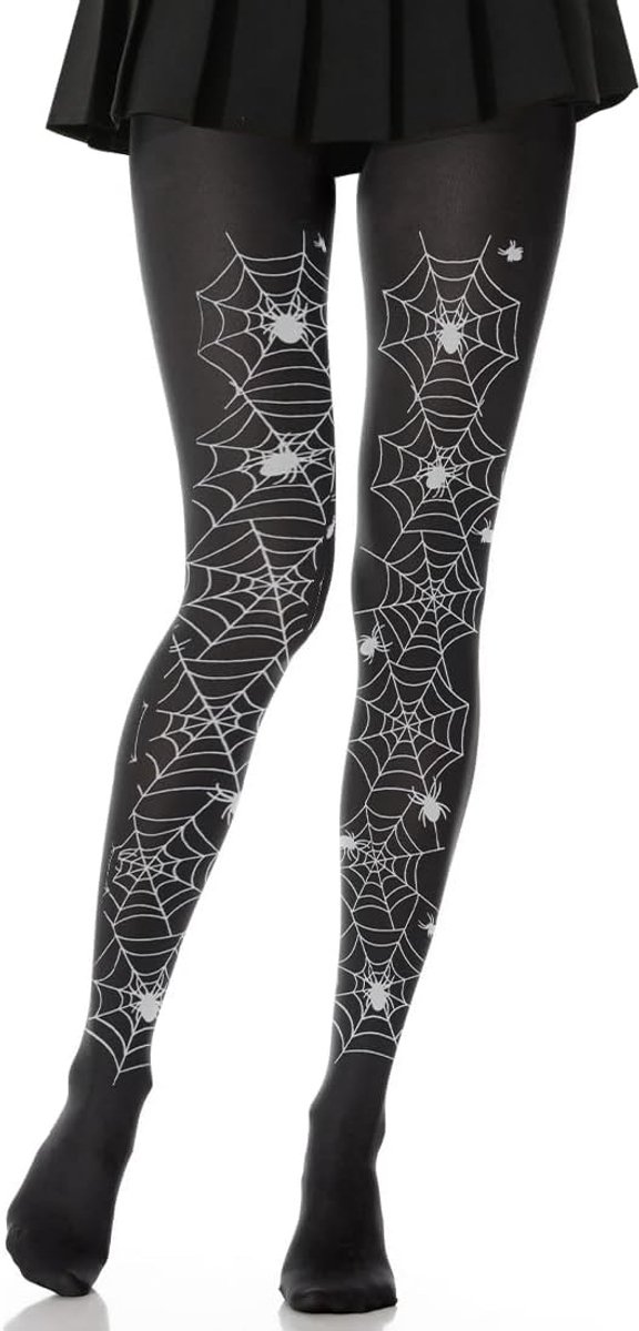Verleidelijke Panty met Spinnenwebpatroon, Glanzende Zwarte Strumpf voor Carnaval, Feest en Cosplay, Perfect voor Halloween en Themapartijen