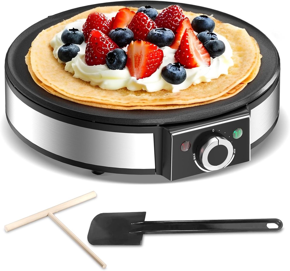 Snailar crêpemaker - 1200 W - plaat 30 cm - zwart