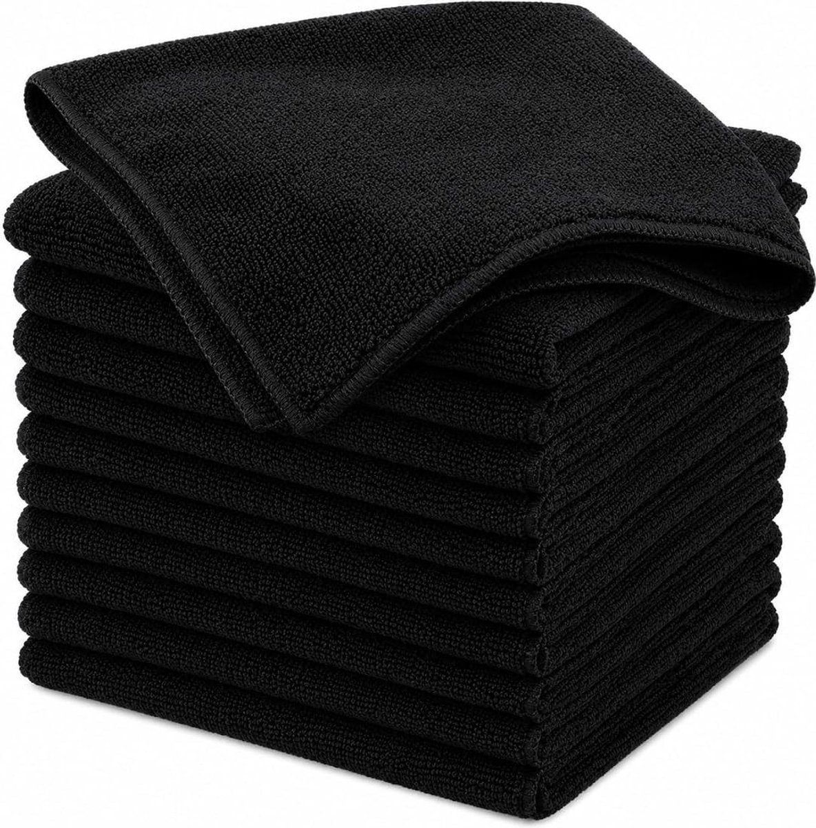Set van 10 Herbruikbare Microvezel Gezichtsdoeken Zwart 25 x 25 cm voor Make-up Verwijdering, Gezichtsreiniging en Dagelijkse Huidverzorging