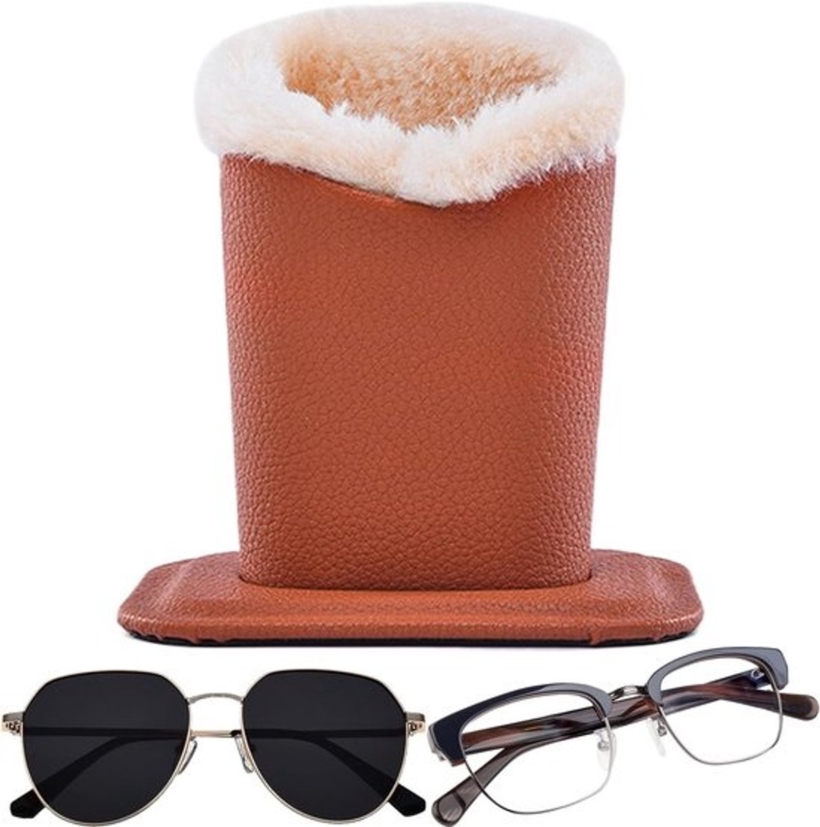 Brillenhouder standaard - Bril opbergdoos - Bril beschermen - Krasbestendig PU-leer - 116 x 81 x 12 cm - Zwart
