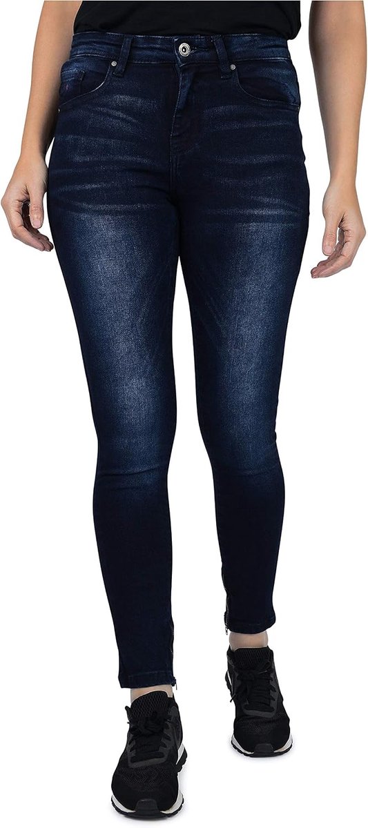 Jeans Mid Rise Skinny Jeans voor vrouwen UK, Donkerblauw, L