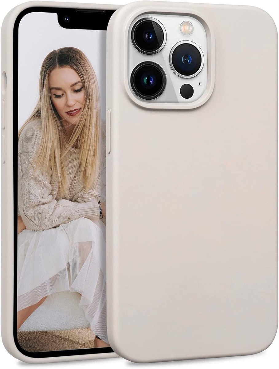 hoesje voor iPhone 13 Pro, mat dun telefoonhoes, stootvast, slank, rubberen beschermhoes, krasbestendige case, beige