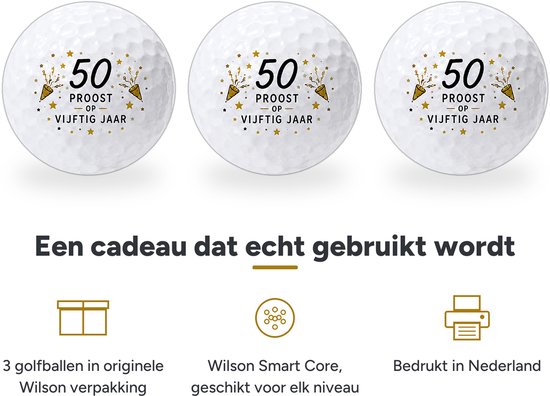 Wilson Golfballen 50 Jaar Abraham Sarah - Verjaardag Golf Cadeau - 3 stuks - Bedrukte Golfballen van Wilson — afbeelding 2