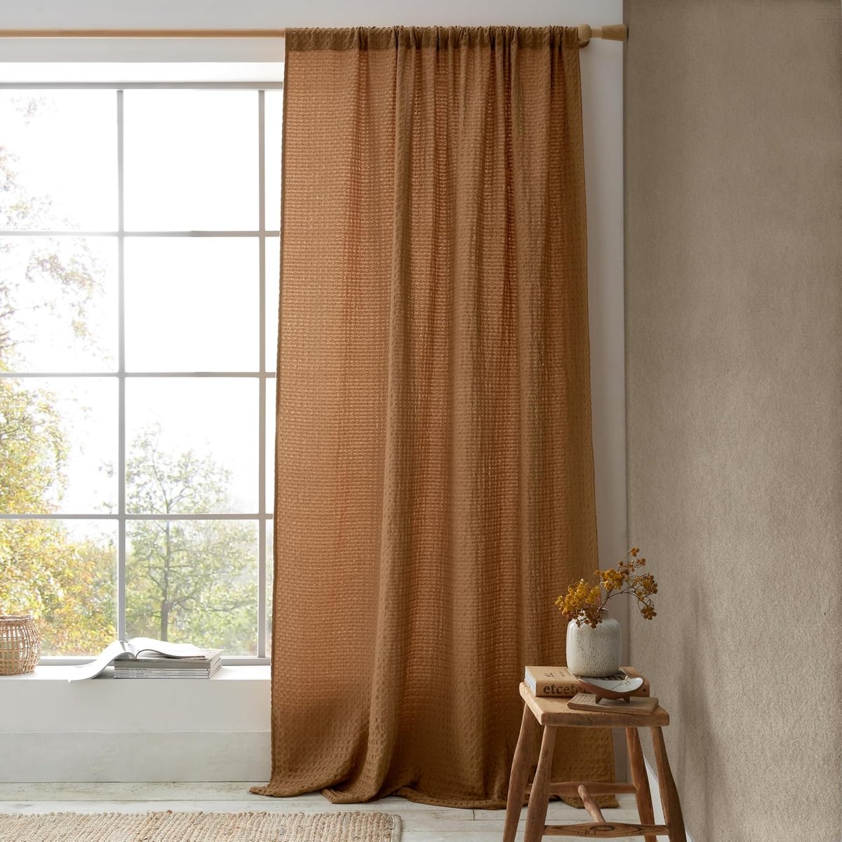Elephant Muscat wafel 140 x 183 cm sleuf top voile gordijnpaneel karamel