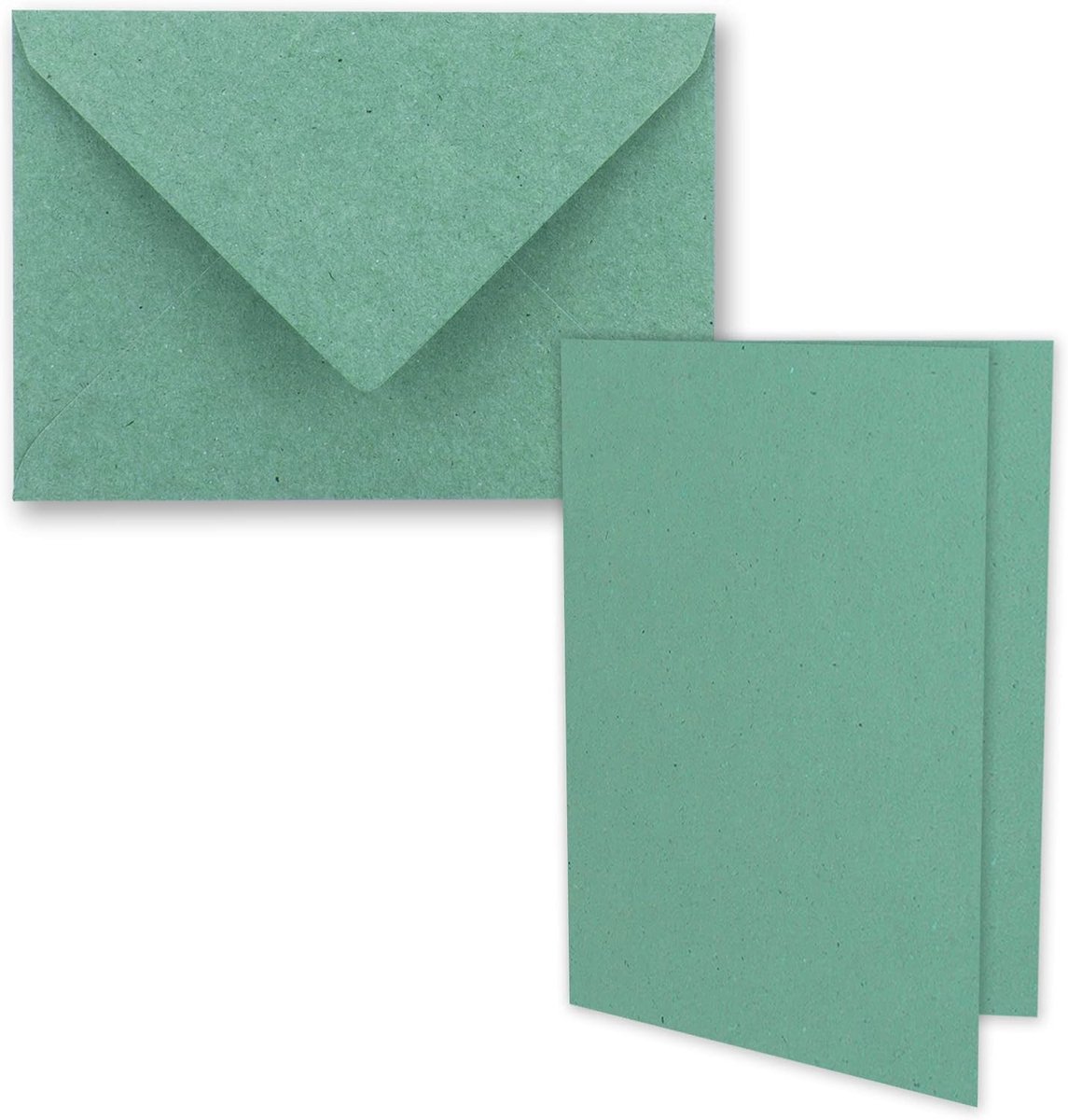 25 x eucalyptus vintage kraftpapier vouwkaarten set met enveloppen DIN A5 - 21 x 14,8 cm - eucalyptusgroen - recycling - vouwkaarten - blanco