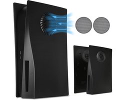 Voorplaat met koelopeningen en stoffilter voor Disc Edition DOBEWINGDELOU PS5 Gezichtsplaat Console Cover Vervanging Zijplaat Shell Stofdichte Accessoires ABS Case Zwart