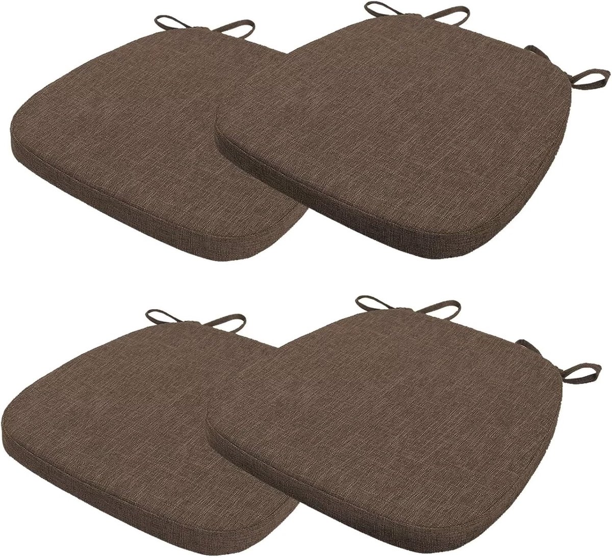 Set van 4 stoelkussens, 40 x 38 x 3 cm, met banden, wasbaar zitkussen, antislip, stoelbekleding stoelkussen, afneembare overtrek met ritssluiting, ideaal voor thuis, kantoor, keuken, eetkamer