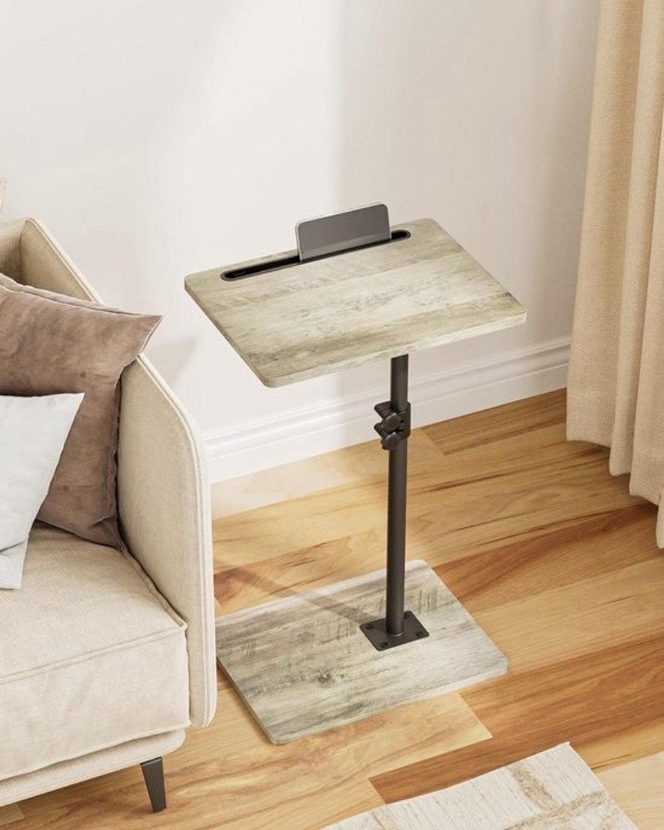 Bijzettafel C-vorm hoogte verstelbaar 360° draaibaar 40x30x45-81 cm houten koffietafel laptoptafel