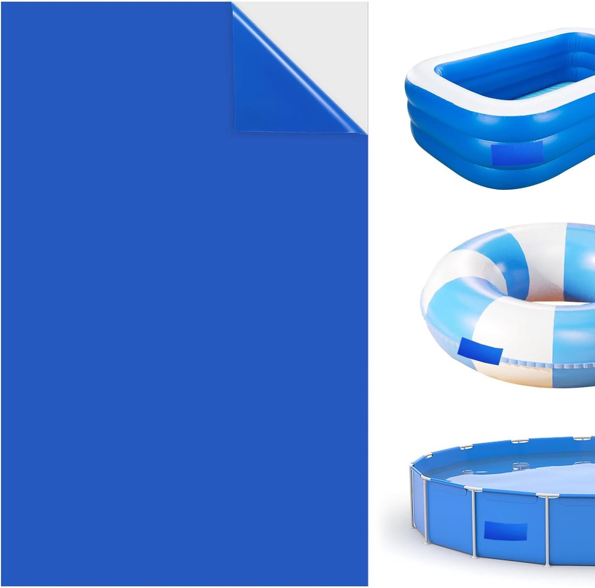 zelfklevende reparatieset, zwembad voor zwembad, 125 x 85 cm, zwembadpatches zelfklevend onderwater, pvc-zwembadpatches, reparatieset zwembad, voor waterbed, opblaasbare
