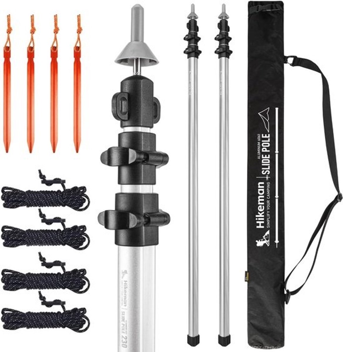 Telescopische Tentpaal voor Camping - Verstelbare Aluminium Palen voor Luifel, Tarp en Tent (93cm-230cm) - 2 Stuks