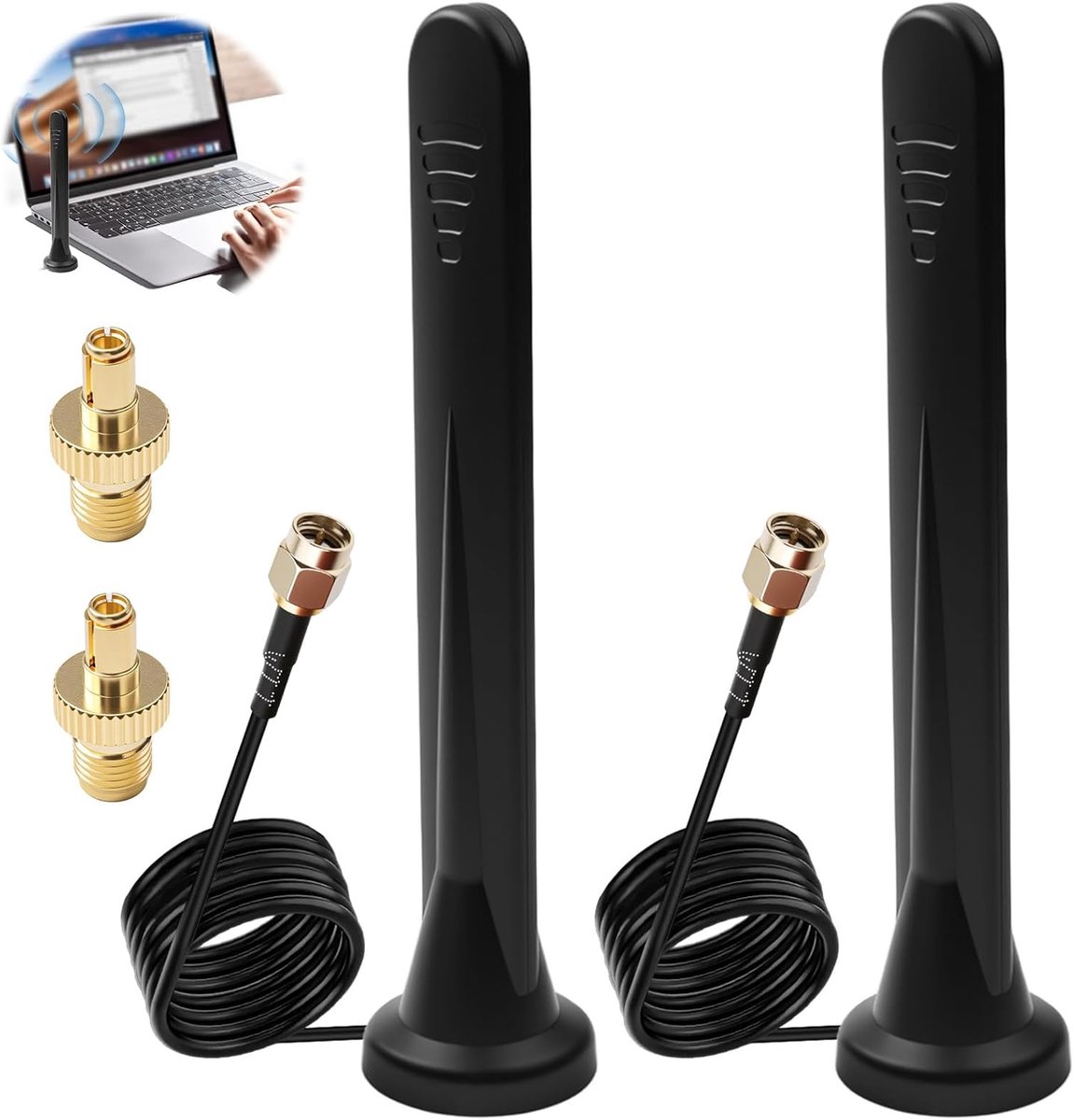 5G, 4G, 2 stuks, wifi-antenne voor buiten en binnen, 5G, 4G, LTE, 15dBi, omnidirectioneel, met magnetische basis, signaalversterker, voor router, wifi, modem camera, aansluitingen, SMA