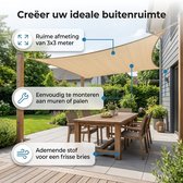 TuinChamp Schaduwdoek polyester beige 3x3m - Waterdicht - Vierkant - Zonnescherm balkon - Zonnescherm doek - Tuin zonnescherm