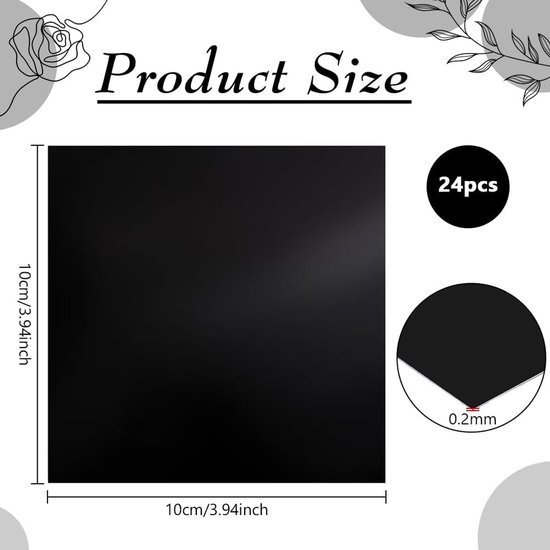 24 Stuks Laser Graveerpapier, Dubbelzijdig Dimmen, Testpapier voor Markeer- en Snijmachines, 10x10x0.2mm, Zwart — afbeelding 5