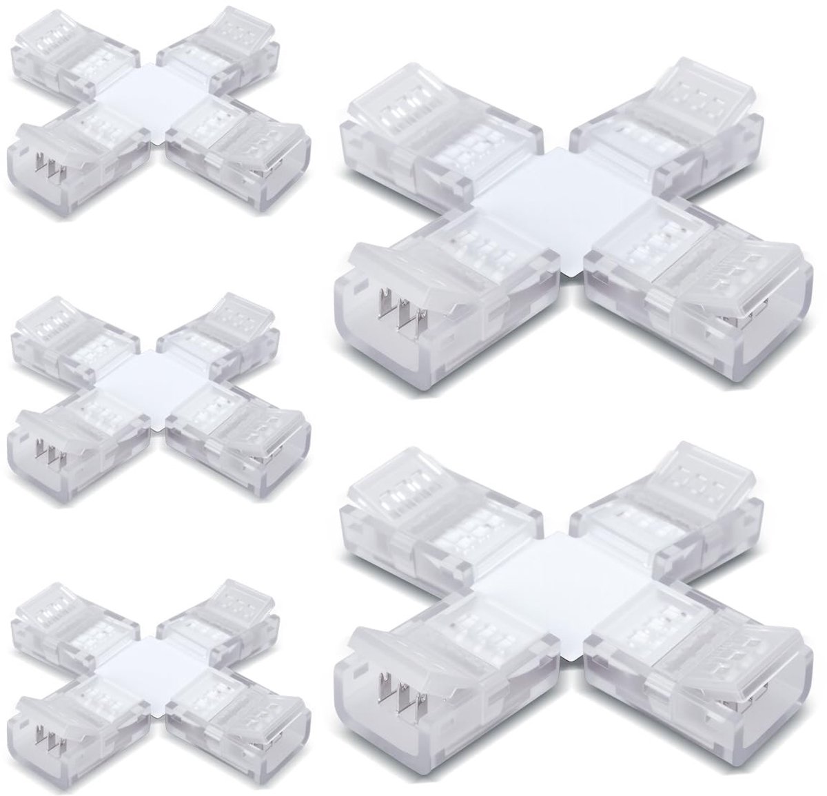 Stripconnectoren voor 10MM 4-Pin LED Verlichting - 5 Stuks, Dubbelzijdig, Kruisvormig, Snelle Aansluiting