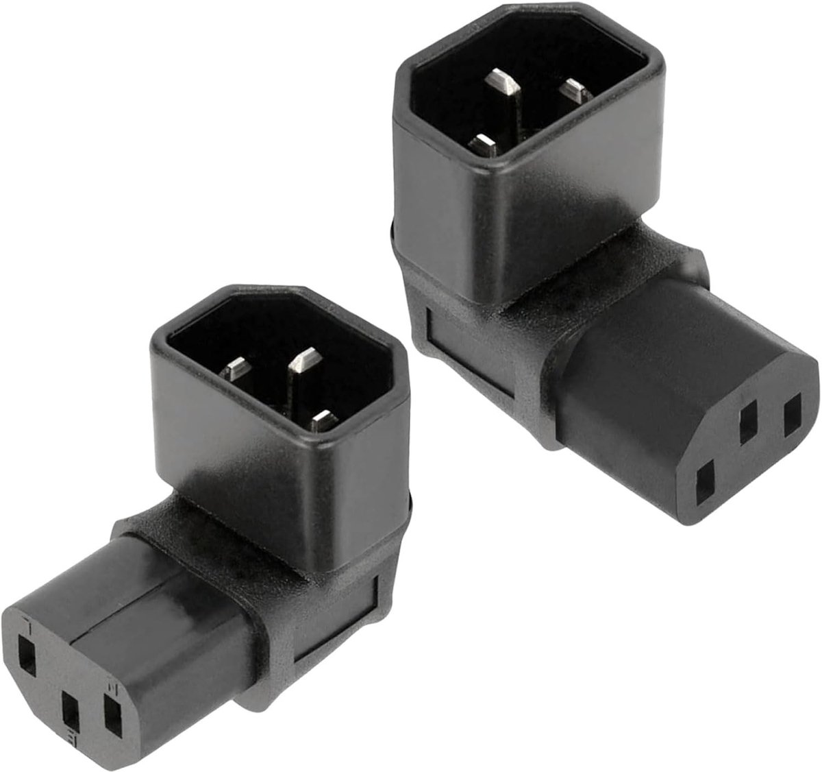 C14 naar C13 IEC Adapter, 90 Graden Rechte Stekker, 320 Plug, 2 Stuks voor Elektronische Apparaten