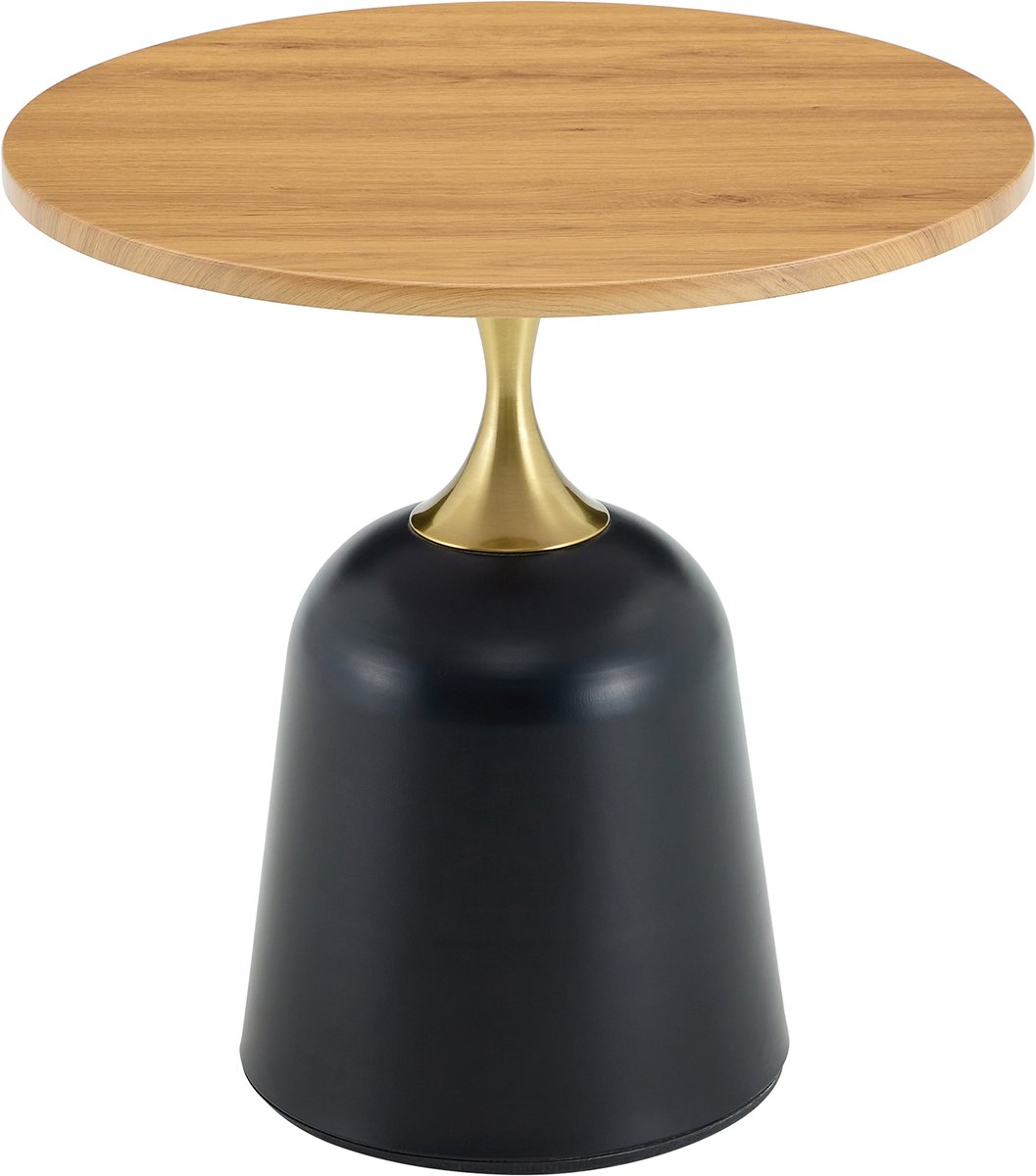Ropilly Ronde Bijzettafel 60 cm - Metalen Frame - Moderne Houtlook - Woonkamer - Houtkleur