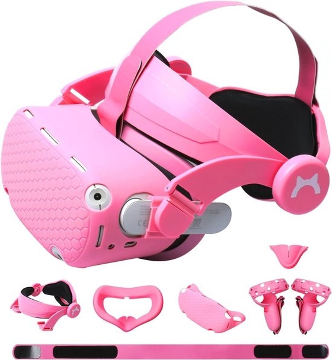 Verstelbare Hoofdband en Accessoires Set voor VR Headset (Roze)