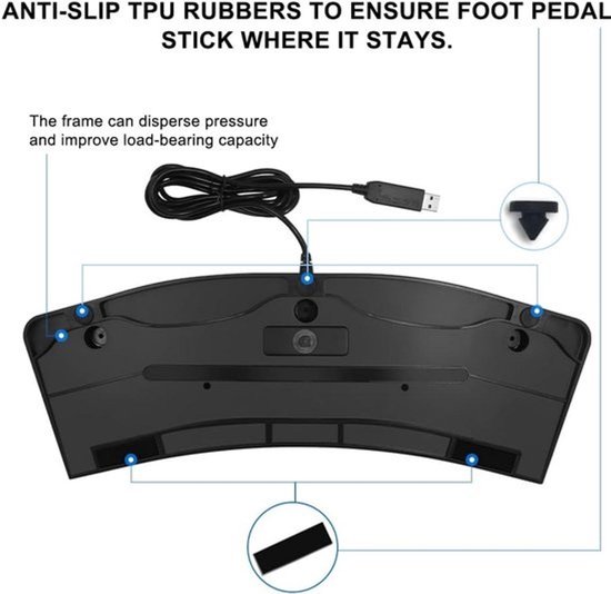 3-Traps USB Voetpedaal voor Gaming en PC - Programmeerbaar met Multimedia Toetsen van Merkloos — afbeelding 3