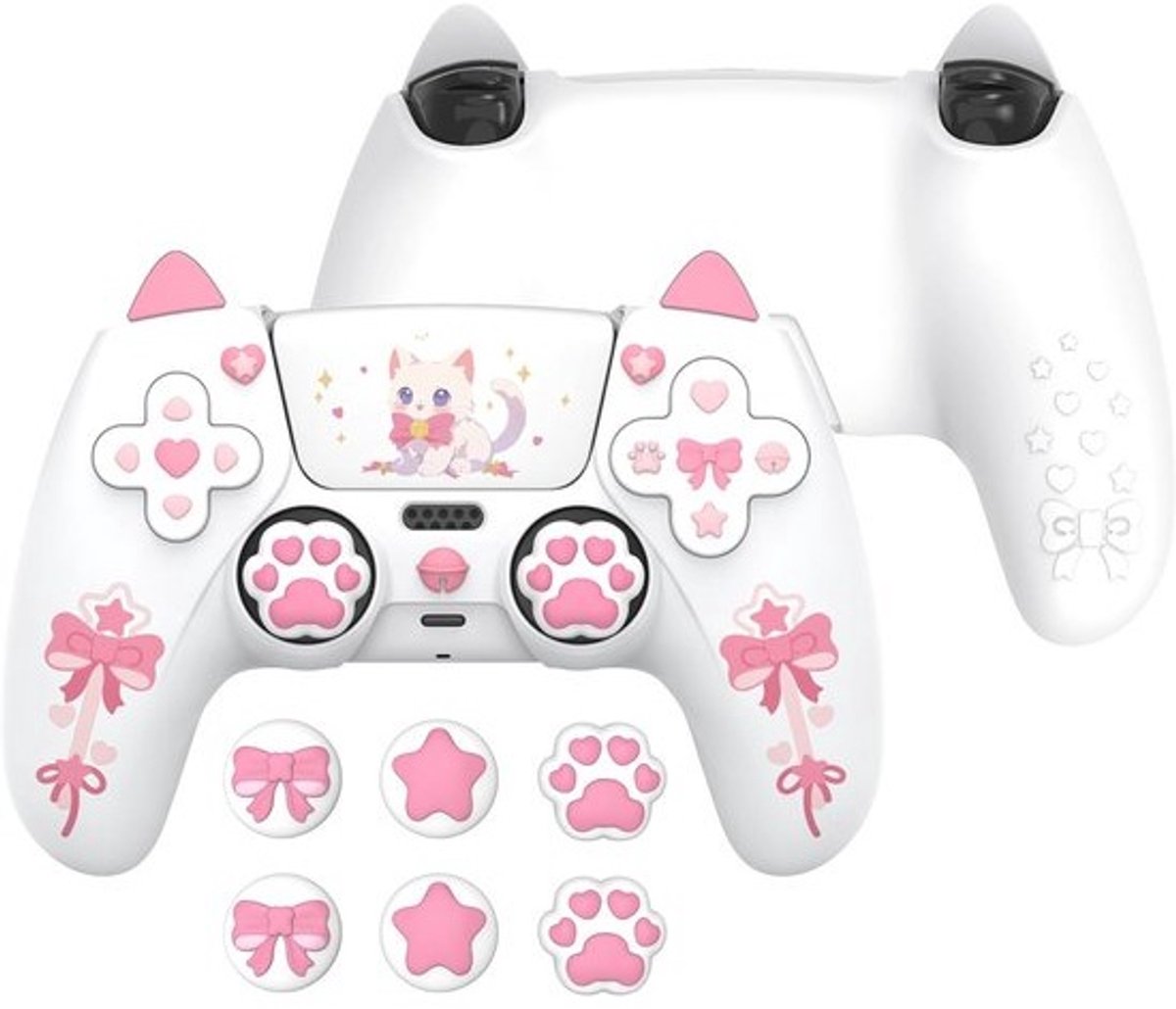 Siliconen Hoes Voor PS5 Met Joystickdoppen En Stickers - Antislip Bescherming En Grip