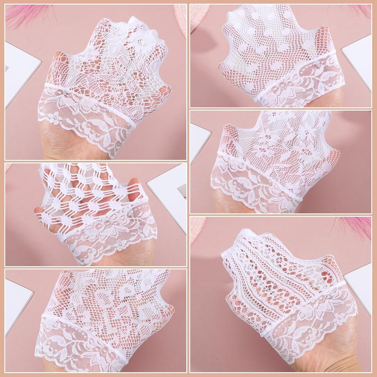 Zes Paar Sexy Kanten Korte Visnet Enkelsokken - Dunne Nylon Sokken met Rimpelrand voor Dames, Perfect voor Lolita en Modeoutfits