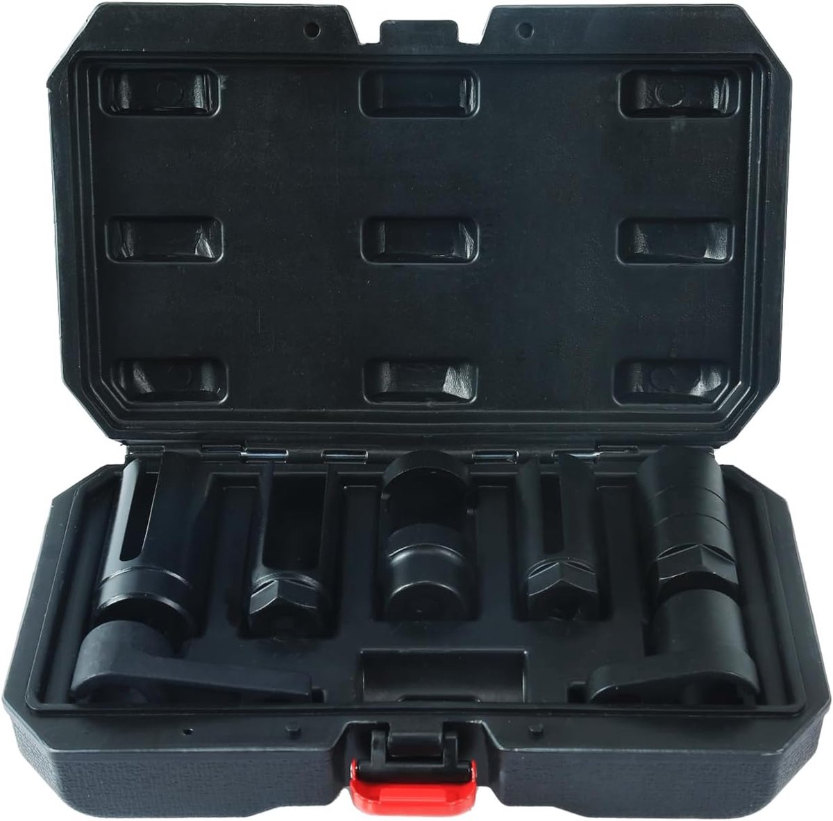 Lambdasonde gereedschapsset 7-delig 22/27/29 mm 1/2" & 3/8" | Cr-Mo staal, zijdelingse uitsparing, kabelbescherming, compatibel met VW/BMW/Mercedes/Ford, Profi & DIY, robuuste koffer