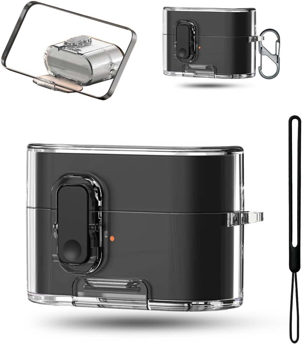 zwarte TPU-hoes voor Sony-WF-1000XM6 | Accessoires inbegrepen: draagkoord en 8-vormige ring | Krasbestendige schokbescherming, directe installatie, helder ontwerp