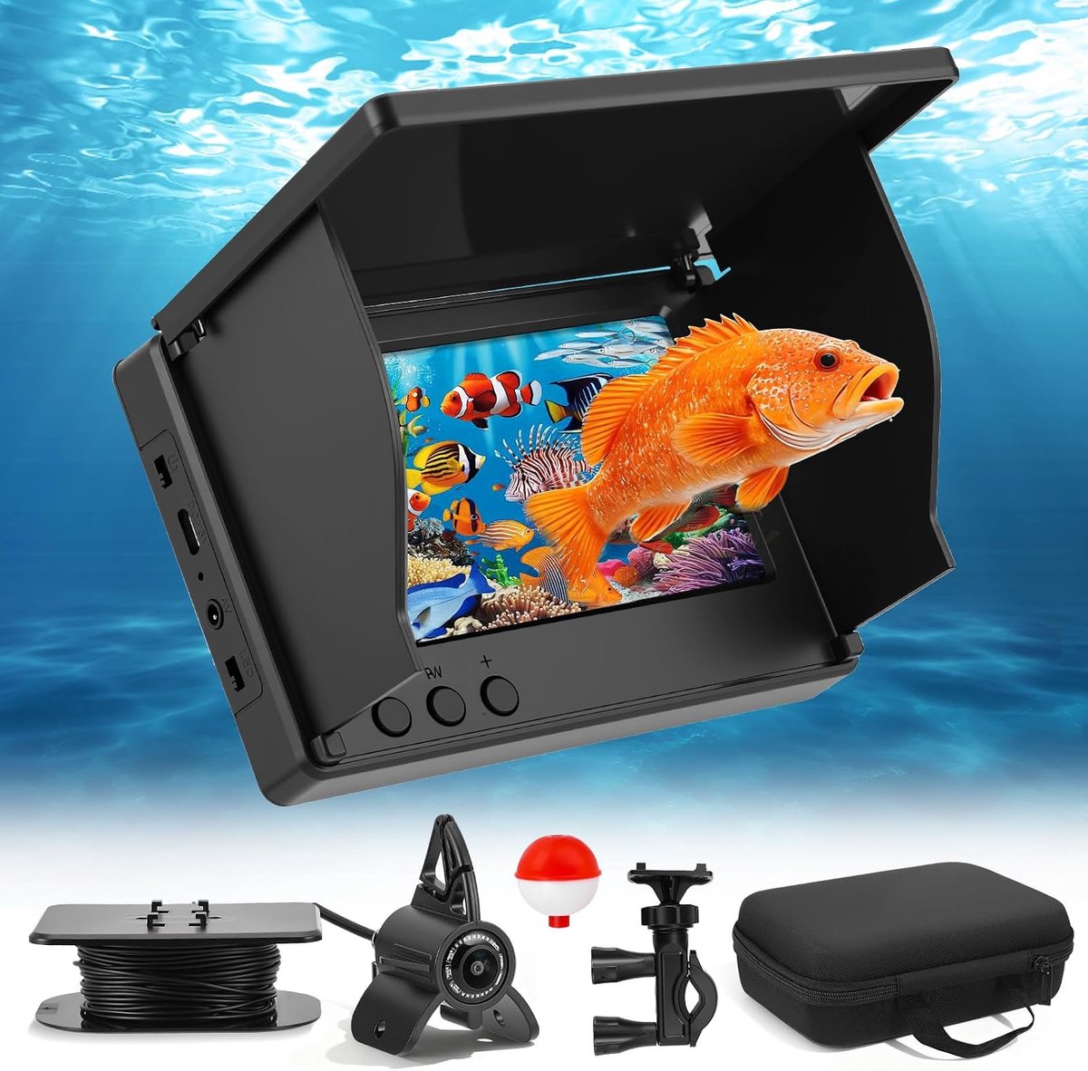 Onderwatercamera voor vissen, visvinder met 4,3 inch IPS-scherm en 30 m kabel, nachtzicht-infrarood, groothoek, IP65 waterdicht, voor ijsvissen, meer, rivier, zee en boot