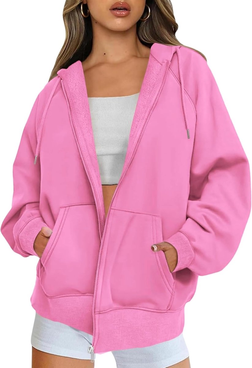 Y2k Hoodie met ritssluiting voor dames, lange mouwen, hoodie, sweatjack, oversized, ritssluiting, fleece, sweatshirt, effen, herfstjas, Y2k capuchontrui