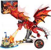 Kit de construction Dragon de feu Insoon Technik avec LED et manivelle – 1107 pièces – Château mécanique – STEM – Compatible – Jouet pour enfants de 8 ans et plus