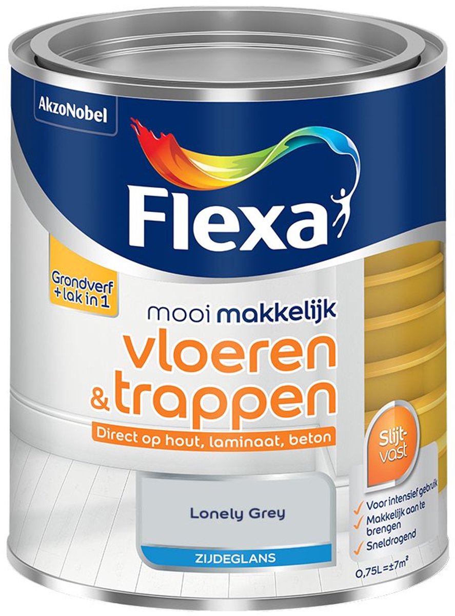 Flexa - Mooi Makkelijk Vloeren & Trappen Zijdeglans - Lonely Grey - 750 Ml - Kleur Van Het Jaar 2027