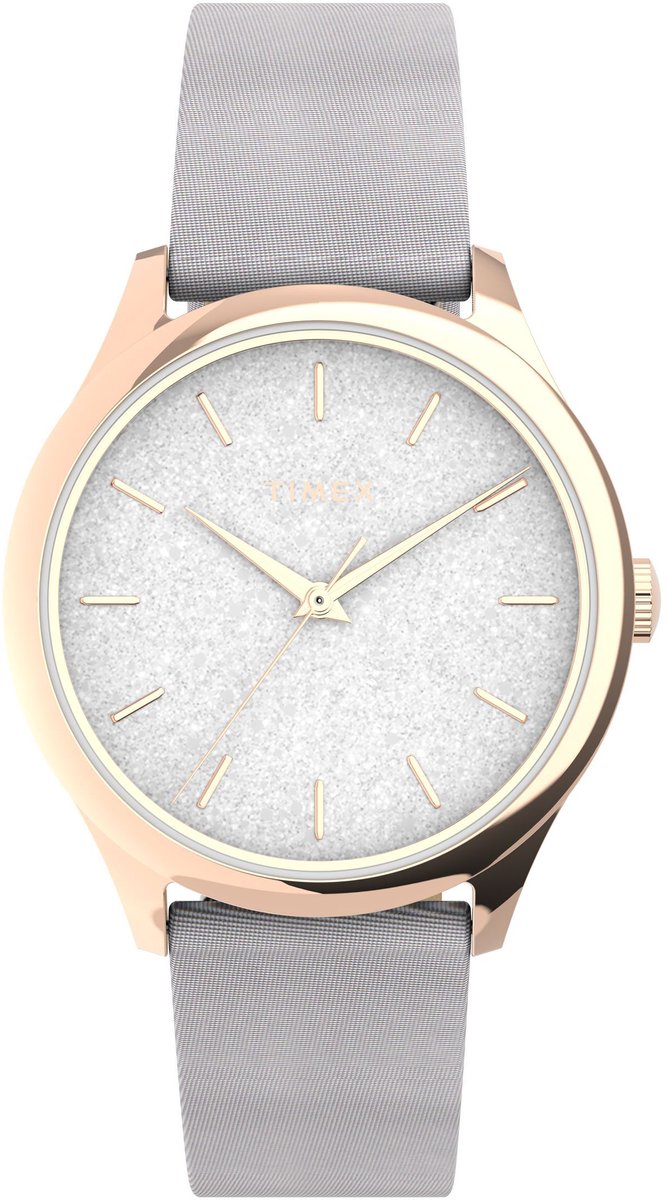 Timex Trend Kwarts Analoog Horloge Grijs Kast Gemaakt Van 100% Loodarm Messing En Een Band Van 100% Synthetisch Materiaal 32 TW2V01000AJ