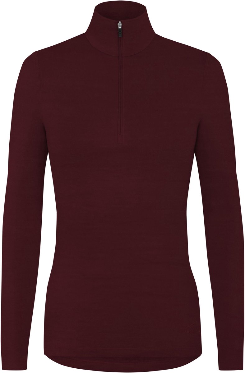 Dames-merinotrui met lange mouwen en 1/4-ritssluiting „Launceston“ Rood