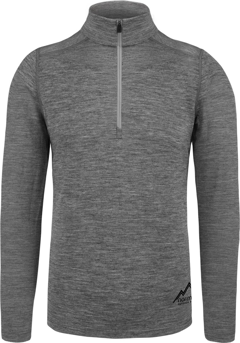 Heren-shirt met lange mouwen van merinowol en 1/4 rits „Canberra“ Grijs