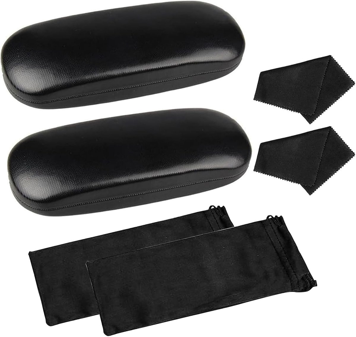 Duurzame Hardcase voor Brillen, Set van 2, Inclusief Microvezeldoek en Opbergtas, Geschikt voor Zonnebrillen en Leesbrillen voor Dames en Heren, Koffiekleur