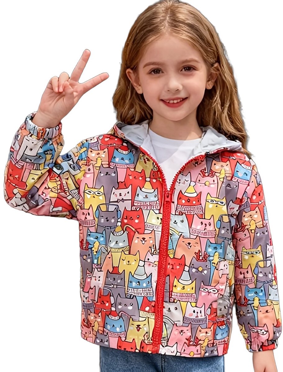 Currero Winterjas Parka Meisjes Lange Jas Meisje Wintermantel Overjas Gewatteerd Waterdicht Winter Stijlvol Mantel Kinderen 3-4 Jaar Cartoon Kat